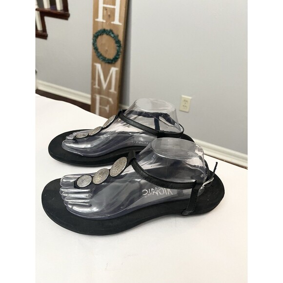 Vionic Womens Lizbeth Black Leather T Strap Thong Sandals Size 10 Comfort - Picture 1 of 10